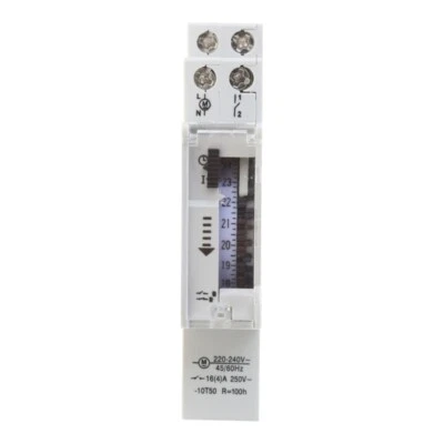 Mechanical 24 Hours Programmable Din Rail Timer Switch Relay 110-240V AC 16A - Image 1 of 4