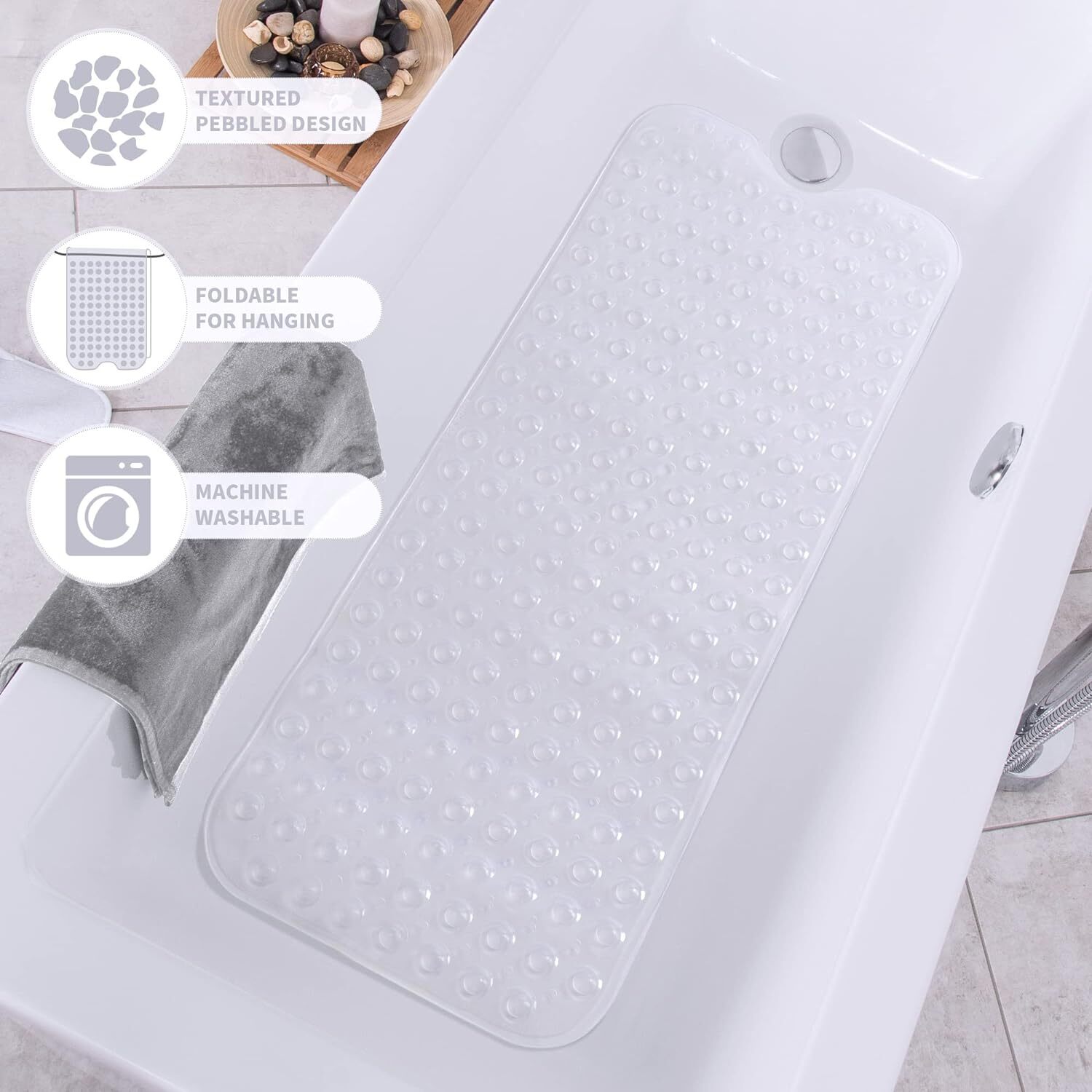 RECYCO Bathtub Mats NonSlip Anti Mould Shower Mat for Inside Bath