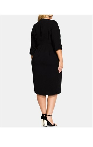 City Chic PLUS SIZE Black Carmen Wrap Dress NWT 22 #645 - Picture 2 of 3