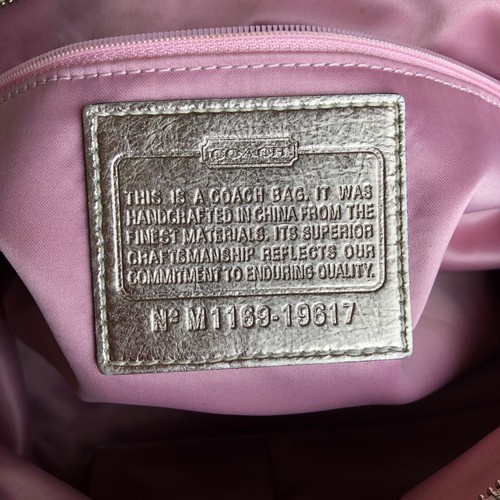 COACH Poppy Madras Rocker Crossbody Sequin Plaid Leather LARGE Satchel 19617 - Picture 8 of 10