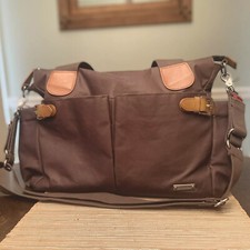 StorkSak London Diaper Bag Grey Camel Brown Duffle Crossbody Men  s Dad Travel