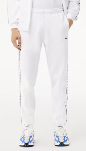 Lacoste Mens Logo Strip Tapered Fit Sweat Pants in White. C44 - Picture 2 of 6