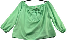 Riley and Ray Blouse Womens size Large Green On Off the Shoulder Long Sleeve New