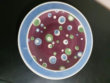 TIka Home ETC Blue/Purple/Green Dots 13" Large Round Dish