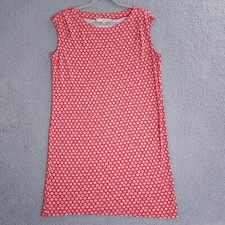 Ann Taylor LOFT Dress Womens SP Petite Red White Geo Ruched Shoulder Cap Sleeve