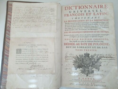 livre ancien-Dictionnaire de Trévoux , tome 1 A à B -1740 + 2 extra - Bild 1 von 9