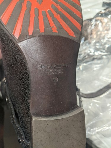 Alberto Guardiani Scarpe Donna Stivali Marrone Glitterato In Pelle Taglia 40 - Bild 6 von 7
