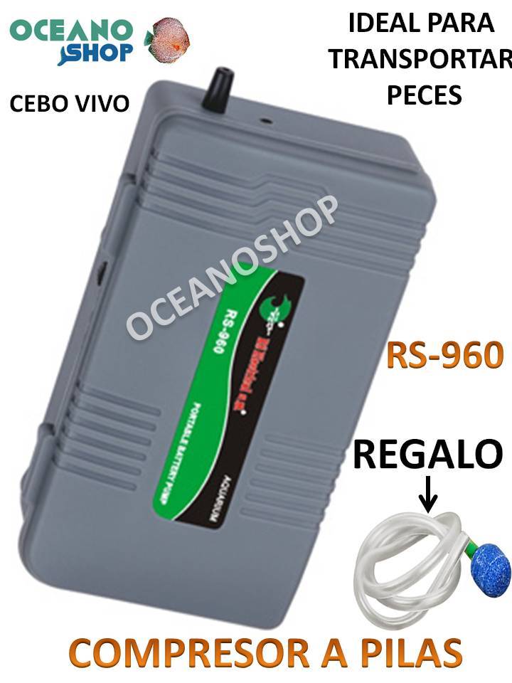 COMPRESOR PORTATIL aire Bateria A PILAS oxigenador Cebo vivo PESCA ACUARIO