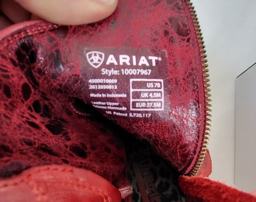 Ariat Billie Unbridled Womens Size 7 Red 7" Western Boots 10007967 EUC - Picture 8 of 8