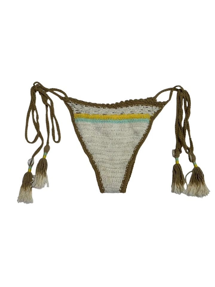 Parte inferior de bikini She Made Me Stevie a rayas crochet talla M/L Foto 4 de 4