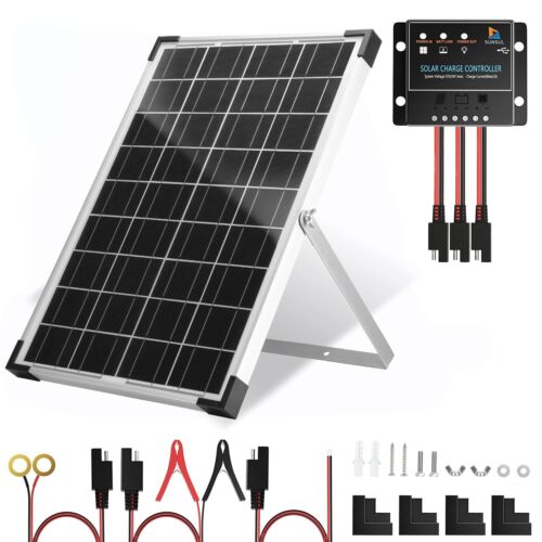 30 Watt 12V Solar Panel Kit Battery Maintainer Trickle Charger, with Waterpro...