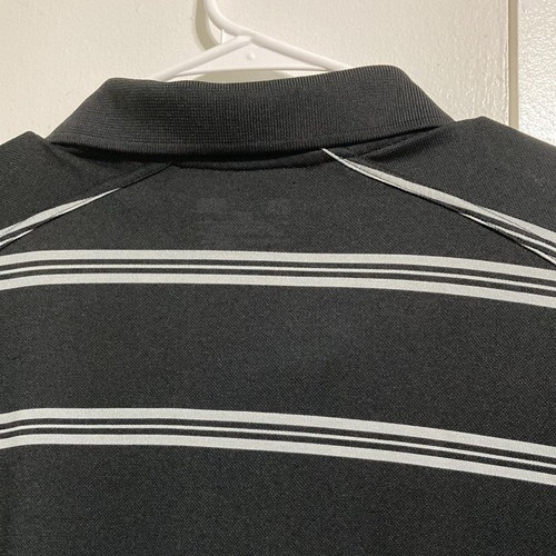 UNDER ARMOUR Black Gray Striped Collar Polo Shirt HeatGear Loose Mens Large - Picture 13 of 14
