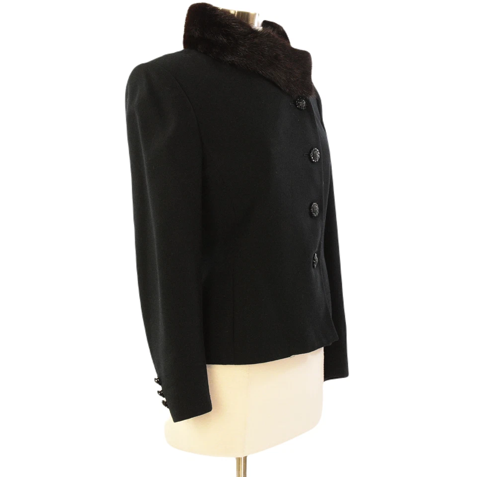 Abrigo asimétrico de lana negro vintage años 60 para mujer M noche fiesta chaqueta Foto 3 de 4