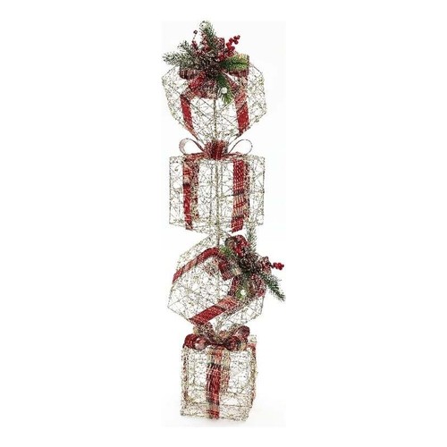 LuxenHome Champagne Gold Gift Boxes Holiday Decoration with B/O Lights