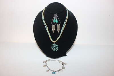 Jewelry Lot, Vintage VCLM Necklace w Pendant, Earrings, Anklet w