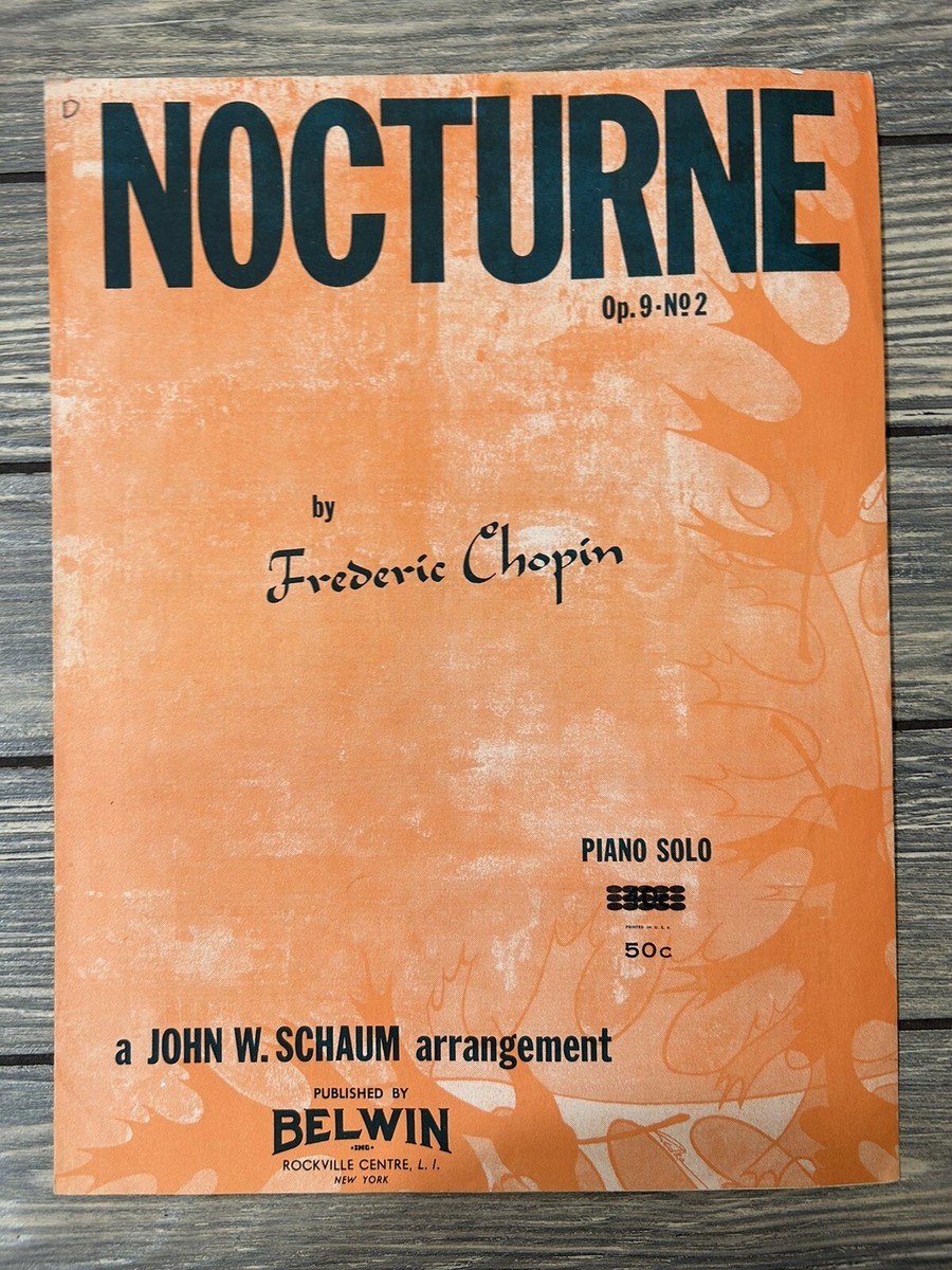 Vintage 1957 Nocturne Sheet Music Frederic Chopin, Op. 9, No