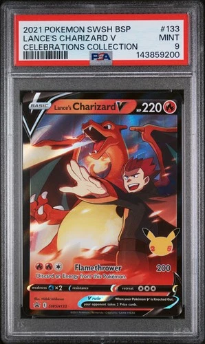 2021 POKEMON SWSH PROMO CELEBRATIONS COLLECTION LANCE'S CHARIZARD V PSA 9