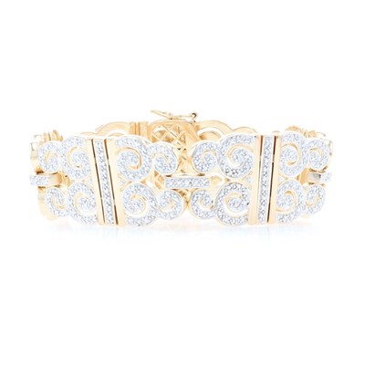 Sterling Silber Diamant Roll Gliederarmband 7 1/2'' - 925 vergoldet Einzelschliff