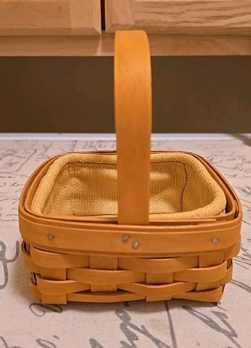 Longaberger 2001 Sugar & Spice Basket 5.5”x5.5”x3” With liner and protector MINT