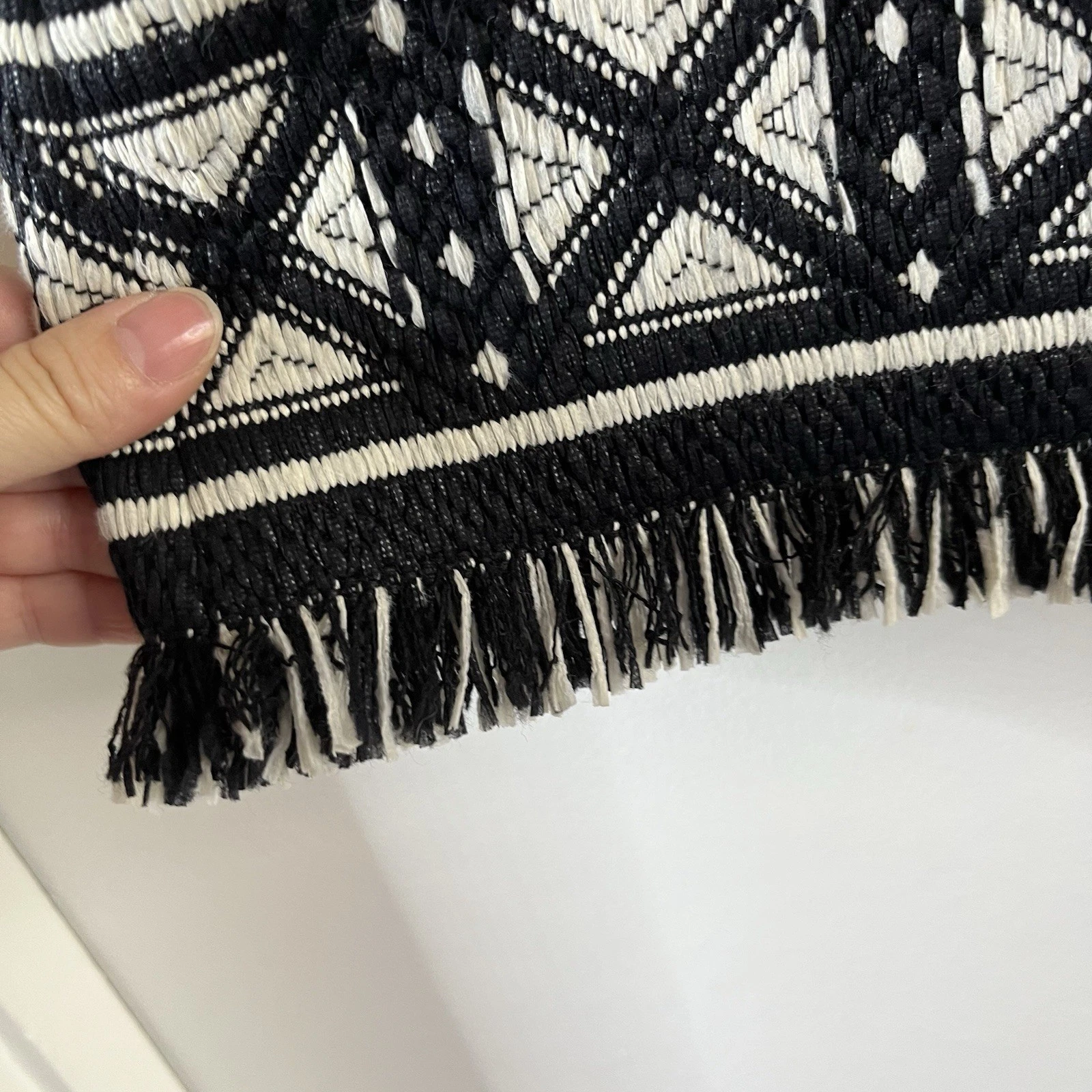 Mini abito tunica Tory Burch Runway Savora tweed jacquard tessuto frange gemma taglia 2