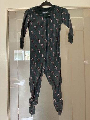 Hanna Andersson Organic Cotton Candy Cane Footie Pajamas 6-12 Months