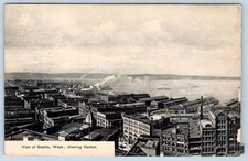 1910's VIEW OF SEATTLE WASHINGTON SHOWING HARBOR PUGET SOUND NEWS CO POSTCARD