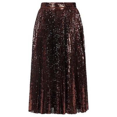 NWT Dolce & Gabbana Bronze Sequin Pleated Long Skirt IT 40 US S