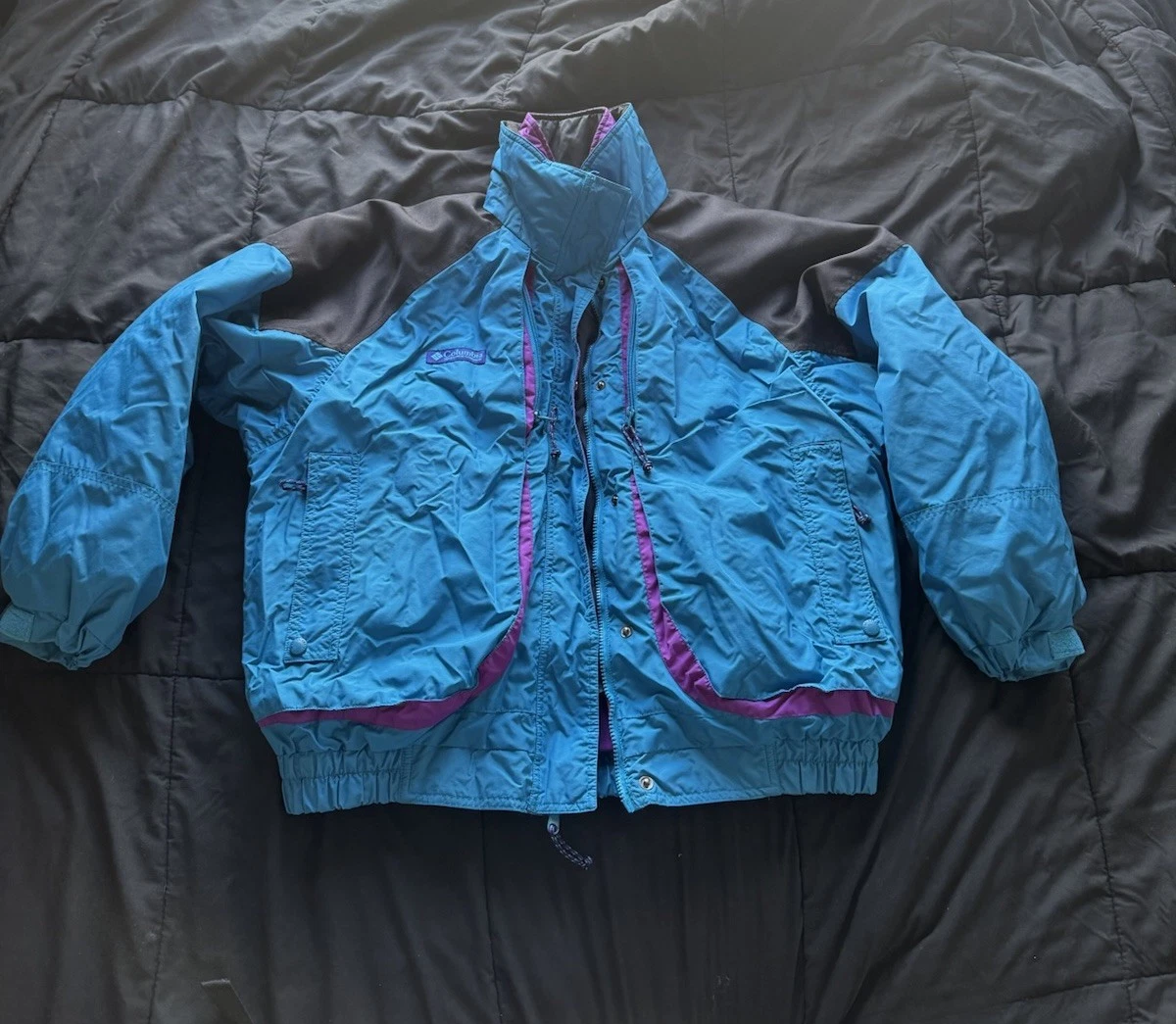 Vintage Columbia Powder Keg 3-in-1 Ski Jacket Womens XL Teal Purple