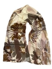 Jones New York Semi Sheer Silk Scarf Dressy Ivory Taupe Floral