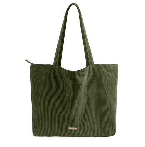 Corduroy Tote Bag for Women and Men with Zipper and Inner Pockets. Cute Schoo...
