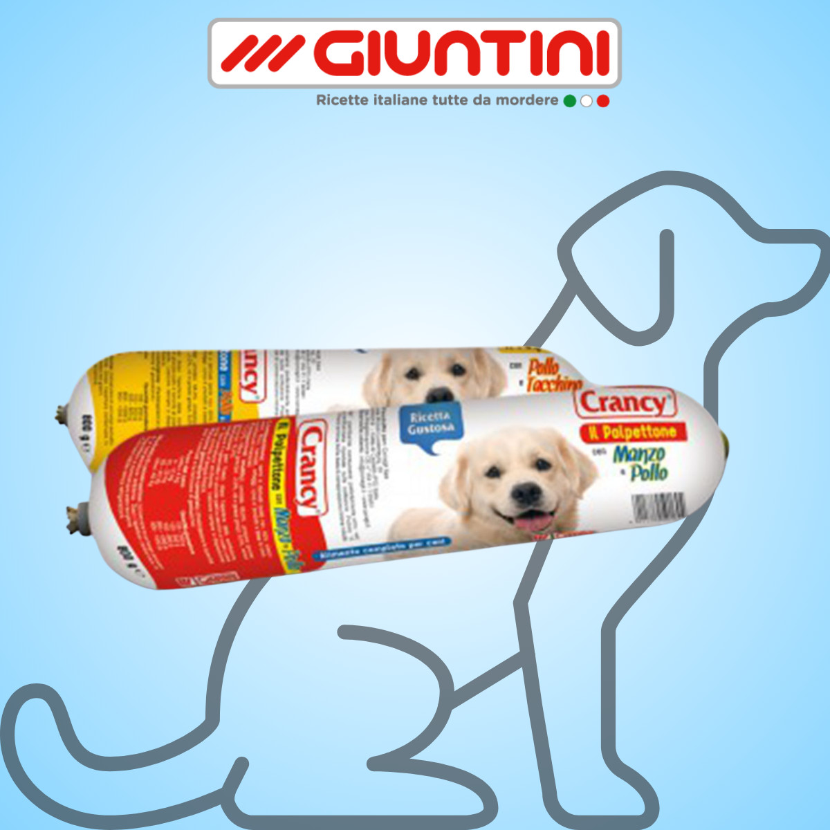 Crancy Polpettone 800gx12 Mangime per cani, Gusti: Manzo/Pollo o Pollo/Tacchino