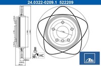 2X Bremsscheibe Ate 24.0322-0209.1 2 Bremsscheiben Hinterachse Hinten FüR Bmw