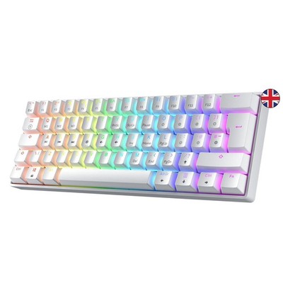 Mechanische Gaming-Tastatur 62 Tasten RGB Kabelgebunden ISO UK Weiß Gateron Gelb