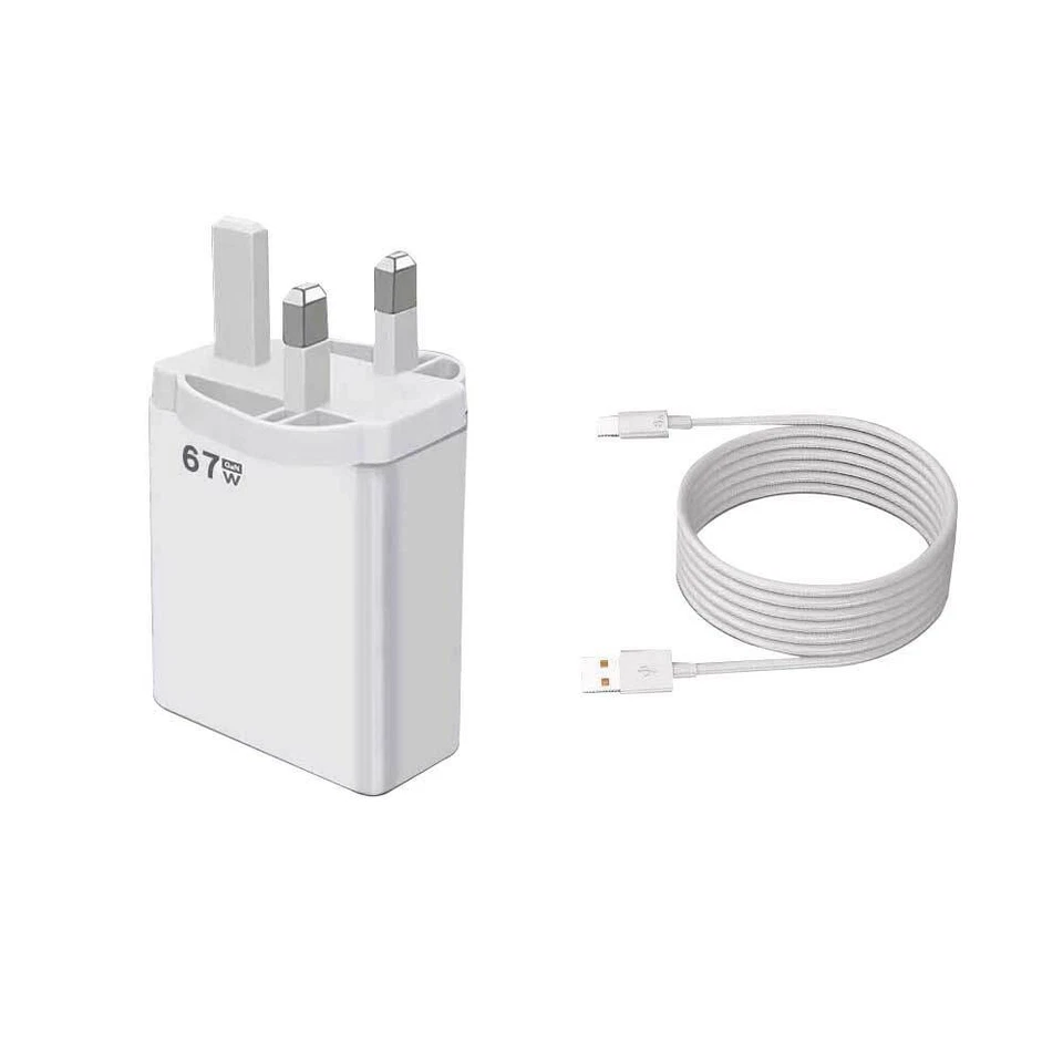 Xiaomi 67W Cargador Ultra Rápido UK Plug w / 6A USB-C Cable Carga Rápida - Imagen 2 de 4