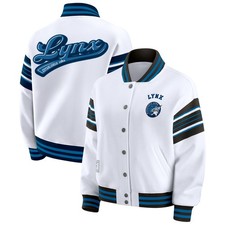 Women's WEAR by Erin Andrews White/Black WNBA Full-Snap Fleece Sweatshirt Jacket