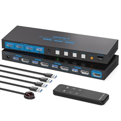 8K@60Hz DisplayPort KVM Switch 4 Computers 1 Monitor USB3.0 4K120Hz 4 Ports DP