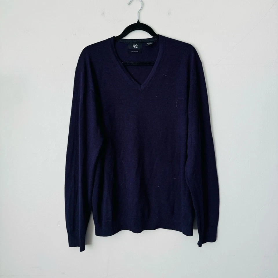 Calvin Klein v-образным вырезом шерсти свитер комплект из 4 фиолетовый зеленый синий серый мужской размер XL - Изображение 2 из 4