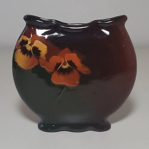 Louwelsa Weller Art Pottery Floral Thin Oval Vase