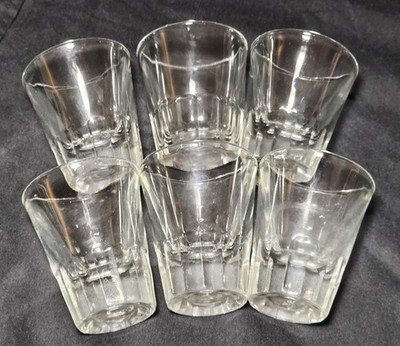 Set of Six 1950s Heavy Beveled Bottom Shot Glasses Barware Simple Elegance Vtg 6