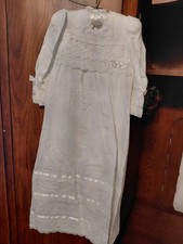 Victorian Style Cotton  Lace Long Sleeved Christening Baptism Gown 3pc Set