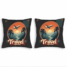 Set of 2 Throw Pillow Covers 18x18in - Scenic Landscape Design