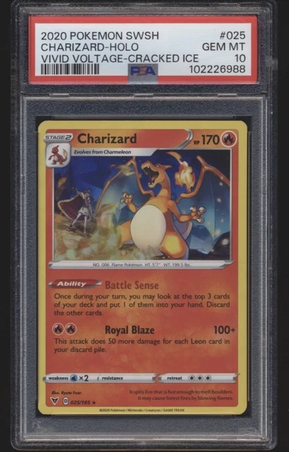 2020 Pokemon SWSH Vivid Voltage Charizard Cracked Ice Promo Holo #025/185 PSA 10