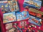 Vtg 1981 Playmobil 3781 Fire Engine, Coast Guard, Construction, Police LOT