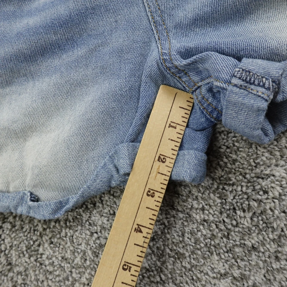 Pantalones Cortos LEI Para Mujer L Azul Oscuro Denim Jean Mono Tiro Bajo Micro Shorts Y2K Foto 3 de 4