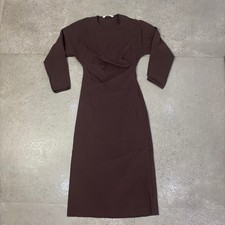 Zara Long Sleeve Bodycon Dress Women's S Brown Side Zip Made in China