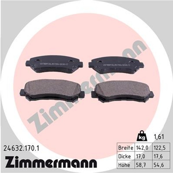 Bremsbelagsatz Scheibenbremse Zimmermann 24632.170.1 FüR Nissan Qashqai Trail 1-image