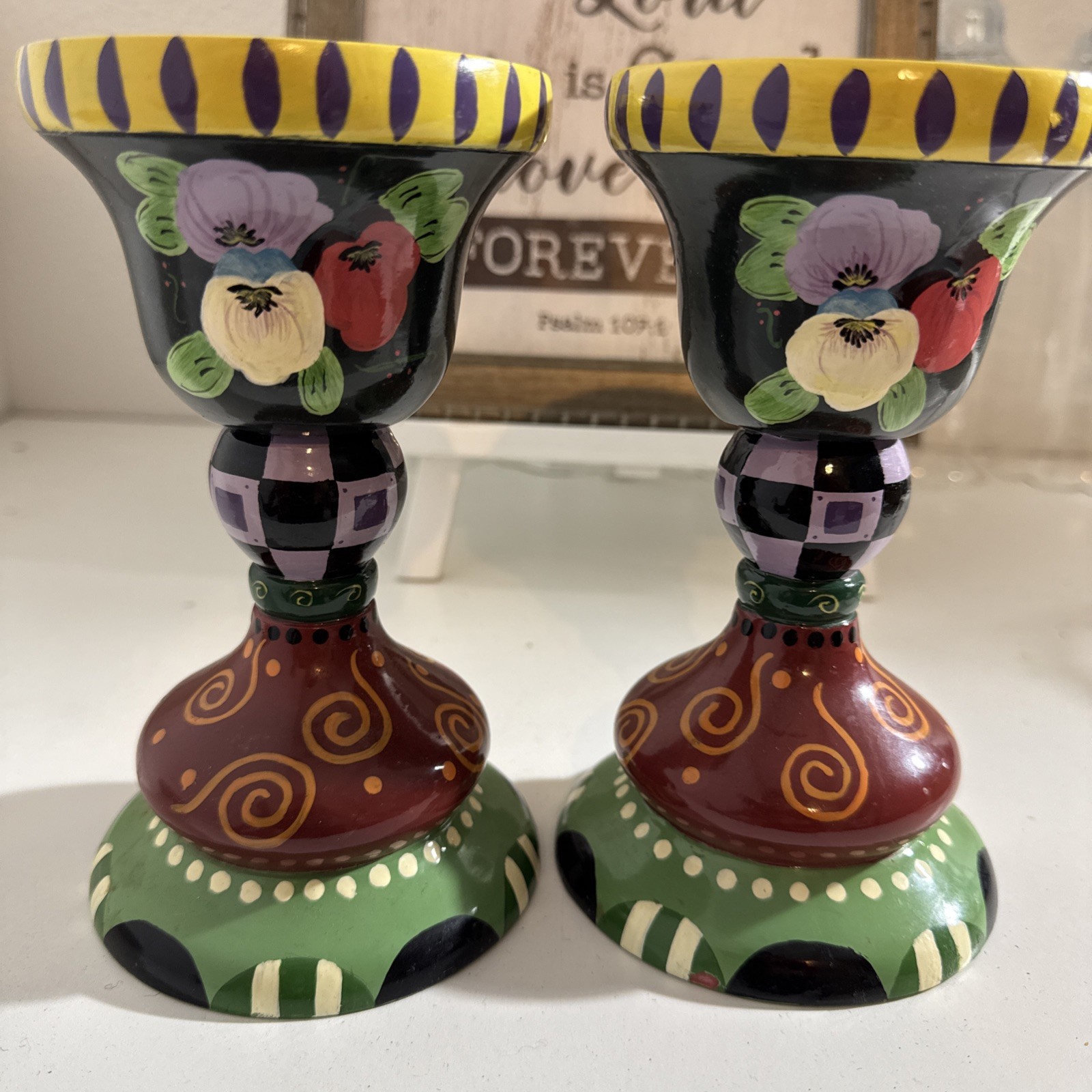Vintage multicolored candlesticks