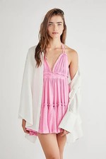 Free People 100 Degree Dress Rosebloom Causal Beach Mesh Backless Small S NEW
