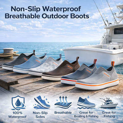 Waterproof Mens Deck Shoes Short Rain Boots Sailing Fishing  display picture 2