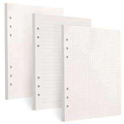 Toplive A5 Refill Paper, [3 Pack] 100GSM Thick 6 3 Pack, Blank+Line+Grided